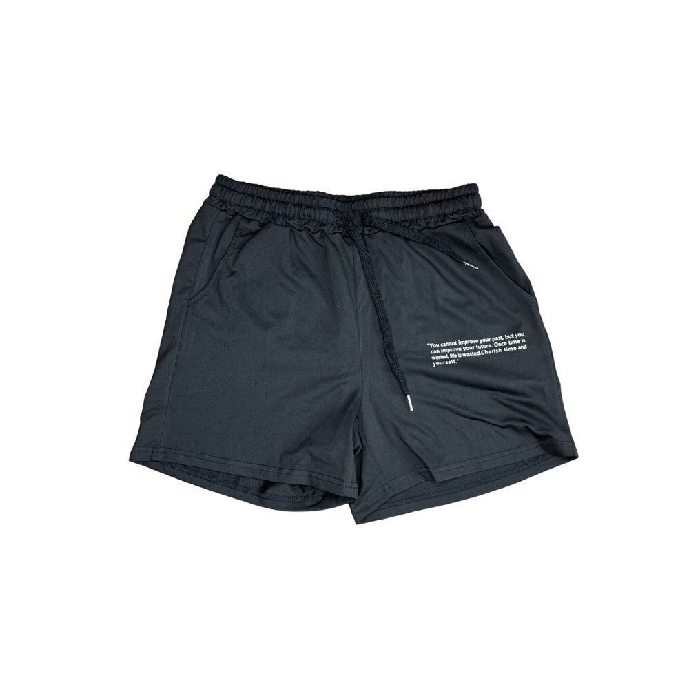 Mens Casual Slogan Graphic Drawstring Waist Shorts Size S